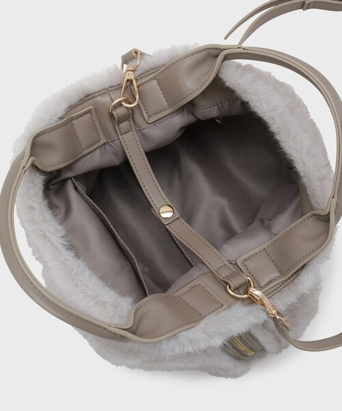 UNTITLED（アンタイトル）の「ミニフェイクファーショルダー（ハンドバッグ・レディース・ベージュ/グレー・99）」の12枚目の写真