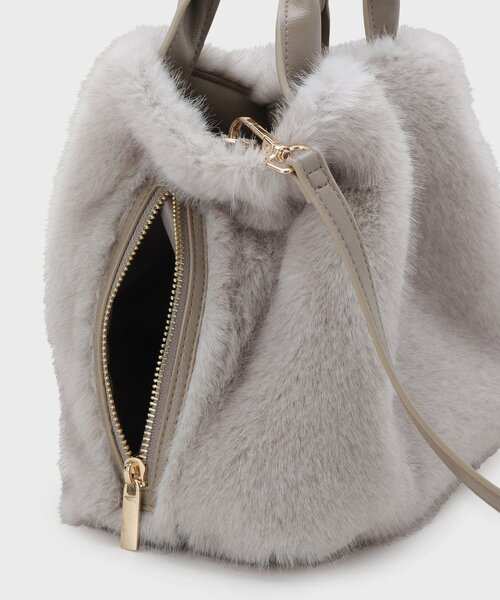 UNTITLED（アンタイトル）の「ミニフェイクファーショルダー（ハンドバッグ・レディース・ベージュ/グレー・99）」の13枚目の写真