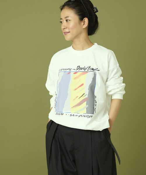 Freada(フリーダ)の「Freada/フリーダ ”David Bowie/デヴィッド・ボウイ” プリント ロンT(Tシャツ/カットソー・レディース・ブラック/ホワイト・ONE SIZE)」の4枚目の写真