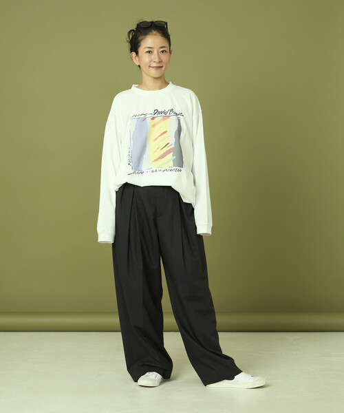Freada(フリーダ)の「Freada/フリーダ ”David Bowie/デヴィッド・ボウイ” プリント ロンT(Tシャツ/カットソー・レディース・ブラック/ホワイト・ONE SIZE)」の7枚目の写真