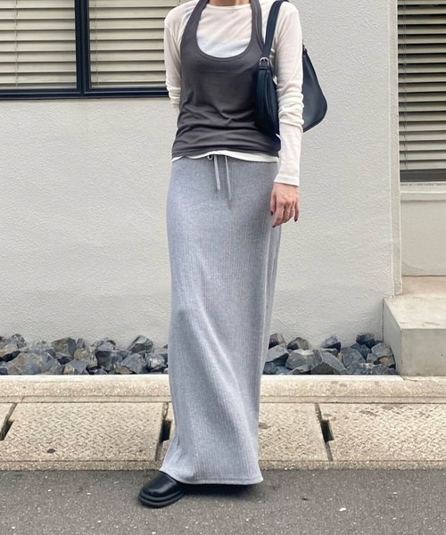 セール】リブニットロングスカート(kiharu select) / ロング丈 マキシ