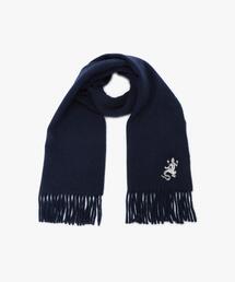 マフラー（ブルー・ネイビー/青色系・ワンポイント