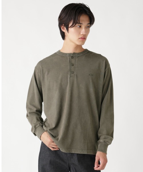 Alpha Industries（アルファインダストリーズ）の「Alpha Industries/アルファインダストリーズ/SNOW WASH LS HENLEY NECK T-SHIRT/スノー ウォッシュ ヘンリー ネックTシャツ（Tシャツ/カットソー・メンズ・ネイビー/チャコール/ブラック/ホワイト系2/オリーブ系・L/2XL/M/S/XL）」の4枚目の写真