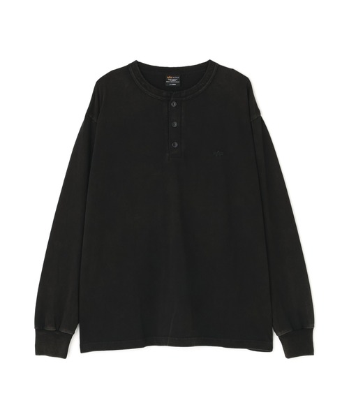 Alpha Industries（アルファインダストリーズ）の「Alpha Industries/アルファインダストリーズ/SNOW WASH LS HENLEY NECK T-SHIRT/スノー ウォッシュ ヘンリー ネックTシャツ（Tシャツ/カットソー・メンズ・ネイビー/チャコール/ブラック/ホワイト系2/オリーブ系・L/2XL/M/S/XL）」の3枚目の写真