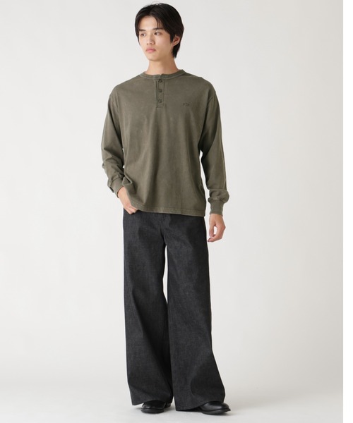 Alpha Industries（アルファインダストリーズ）の「Alpha Industries/アルファインダストリーズ/SNOW WASH LS HENLEY NECK T-SHIRT/スノー ウォッシュ ヘンリー ネックTシャツ（Tシャツ/カットソー・メンズ・ネイビー/チャコール/ブラック/ホワイト系2/オリーブ系・L/2XL/M/S/XL）」の10枚目の写真