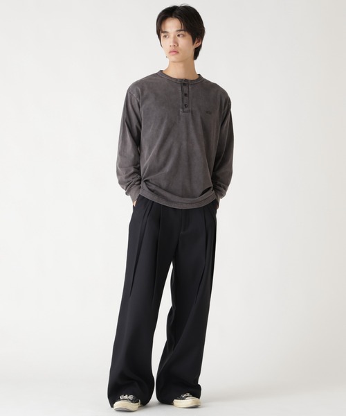 Alpha Industries（アルファインダストリーズ）の「Alpha Industries/アルファインダストリーズ/SNOW WASH LS HENLEY NECK T-SHIRT/スノー ウォッシュ ヘンリー ネックTシャツ（Tシャツ/カットソー・メンズ・ネイビー/チャコール/ブラック/ホワイト系2/オリーブ系・L/2XL/M/S/XL）」の8枚目の写真