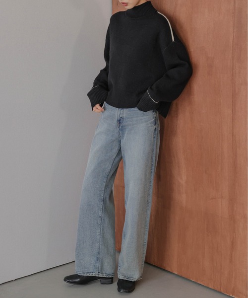 La-gemme（ラジェム）の「リバーシブルデザイン 配色ニットトップス（ニット/セーター・レディース・イエロー×グレー/ネイビー系/ブルー系/ベージュ×ブラック・フリー）」の9枚目の写真