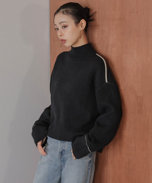 La-gemme（ラジェム）の「リバーシブルデザイン 配色ニットトップス（ニット/セーター・レディース・イエロー×グレー/ネイビー系/ブルー系/ベージュ×ブラック・フリー）」の10枚目の写真