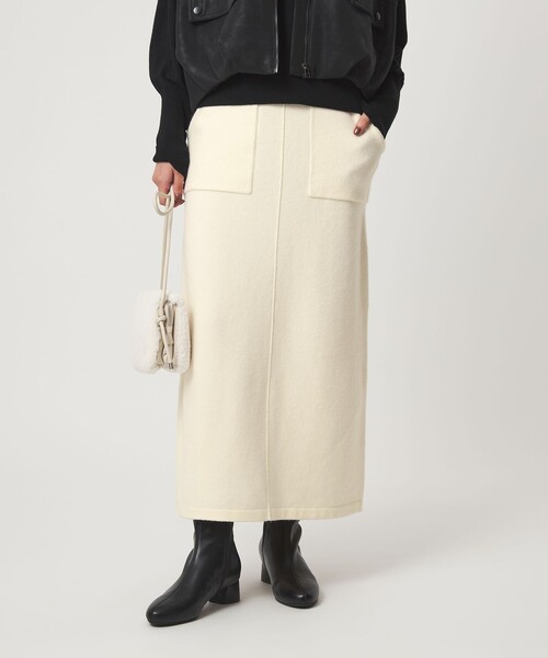 green label relaxing（グリーンレーベルリラクシング）の「【WEB限定】＜at ease＞ニット タイト スカート ウォッシャブル（スカート・レディース・オフホワイト/ブラウン/ダークグレー/ブラック・FREE）」の2枚目の写真