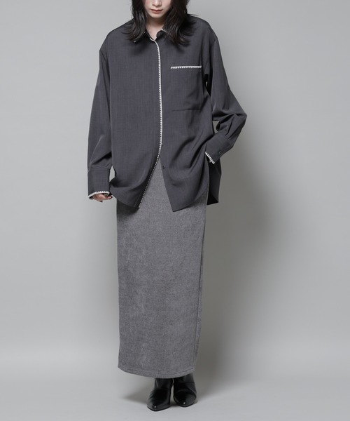 セール】起毛リブカットタイトロングスカート（スカート）｜NANO