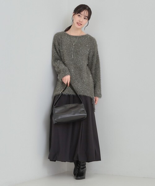 Cutie Blonde（キューティーブロンド）の「キラふわ ラメフェザー ドロストニット（ニット/セーター・レディース・グリーン系/ベージュ/オフホワイト/チャコールグレー・00）」の13枚目の写真