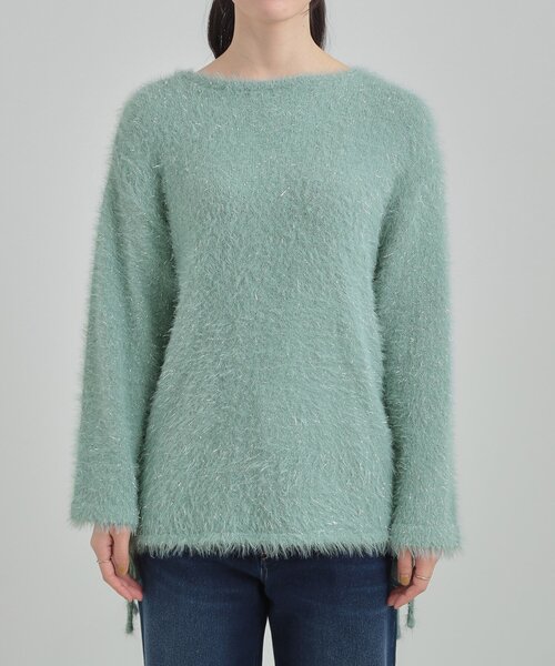 Cutie Blonde（キューティーブロンド）の「キラふわ ラメフェザー ドロストニット（ニット/セーター・レディース・グリーン系/ベージュ/オフホワイト/チャコールグレー・00）」の20枚目の写真