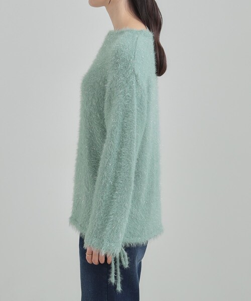 Cutie Blonde（キューティーブロンド）の「キラふわ ラメフェザー ドロストニット（ニット/セーター・レディース・グリーン系/ベージュ/オフホワイト/チャコールグレー・00）」の17枚目の写真