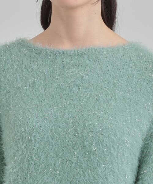 Cutie Blonde（キューティーブロンド）の「キラふわ ラメフェザー ドロストニット（ニット/セーター・レディース・グリーン系/ベージュ/オフホワイト/チャコールグレー・00）」の14枚目の写真