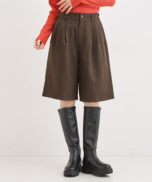 Cutie Blonde（キューティーブロンド）の「【セットアップ可】チェック柄タックハーフパンツ（その他パンツ・レディース・ダークブラウン系1/ベージュ系1・04/03/02/01）」の3枚目の写真