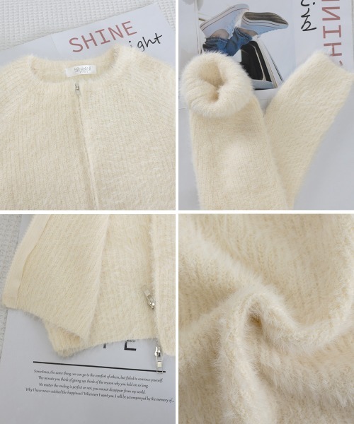 Miniministore(ミニミニストア)の「ダブルジップ シャギーニット ショート丈(ニット/セーター・レディース・ピンク/ミント/ブラック/アイボリー・FREE)」の8枚目の写真