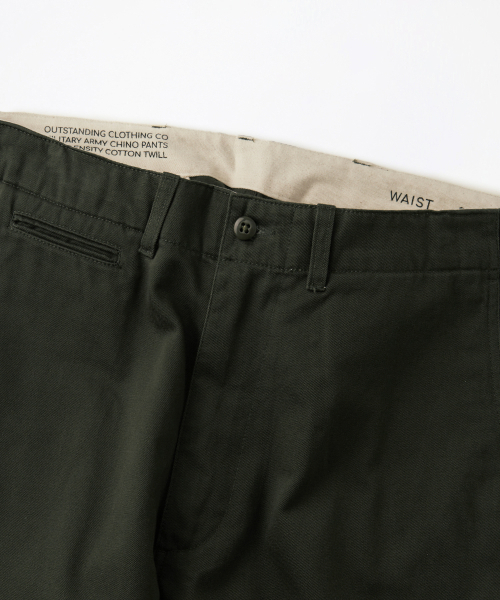 OUTSTANDING(アウトスタンディング)の「OFFICER CHINO PANTS_OLIVE GREEN(その他パンツ・レディース・その他・SMALL/MEDIUM/LARGE)」の3枚目の写真