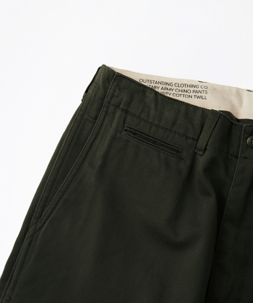 OUTSTANDING(アウトスタンディング)の「OFFICER CHINO PANTS_OLIVE GREEN(その他パンツ・レディース・その他・SMALL/MEDIUM/LARGE)」の7枚目の写真