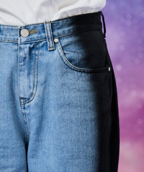 セール】Side Painted Wide Denim Pants Jungcheong（デニムパンツ
