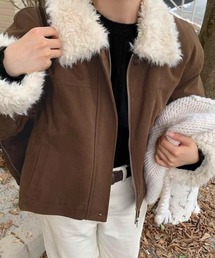 HALEY PESCA（ヘーリーペスカ）の「HALEY PESCA/バイカラー　スエードライクムートンジャケット（ムートンコート）」