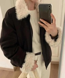 HALEY PESCA(ヘーリーペスカ)のHALEY PESCA/バイカラー スエードライクムートンジャケット(ムートンコート)