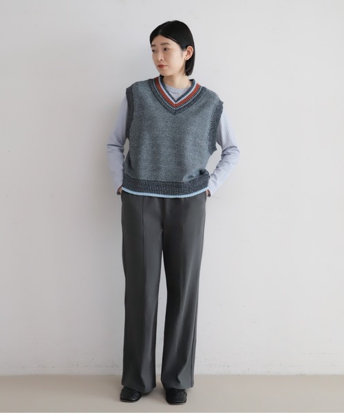 NOMBRE IMPAIR（ノンブルアンペール）の「MIXペーパーヤーン　チルデンベスト（ベスト・レディース・サックスブルー/ネイビー・FREE）」の7枚目の写真