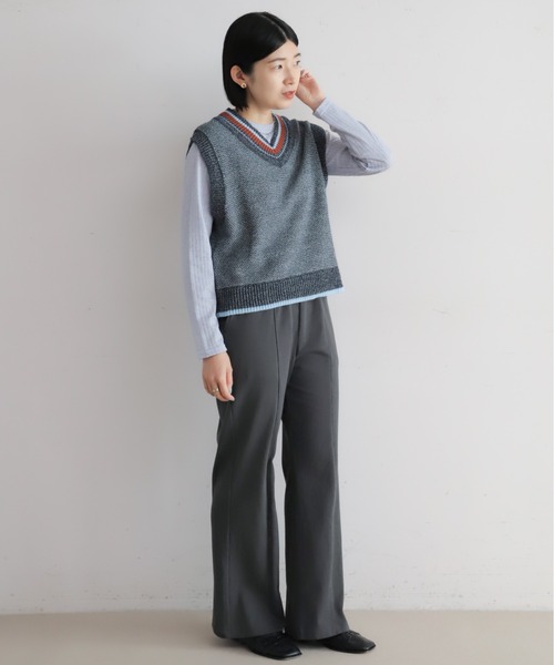 NOMBRE IMPAIR（ノンブルアンペール）の「MIXペーパーヤーン　チルデンベスト（ベスト・レディース・サックスブルー/ネイビー・FREE）」の11枚目の写真