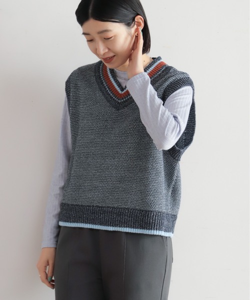 NOMBRE IMPAIR（ノンブルアンペール）の「MIXペーパーヤーン　チルデンベスト（ベスト・レディース・サックスブルー/ネイビー・FREE）」の8枚目の写真