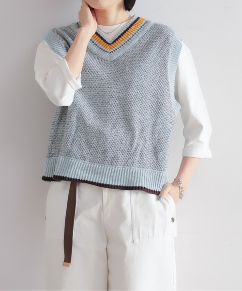 NOMBRE IMPAIR（ノンブルアンペール）の「MIXペーパーヤーン　チルデンベスト（ベスト・レディース・サックスブルー/ネイビー・FREE）」の17枚目の写真