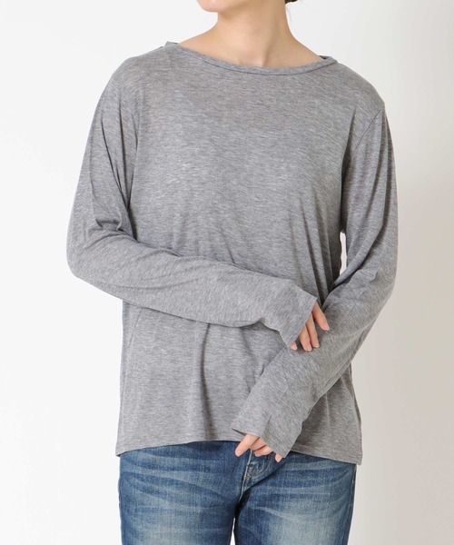 Jines(ジネス)の「ウールブレンド天竺ロンT(Tシャツ/カットソー・レディース・ブラック/グレー・38)」の1枚目の写真