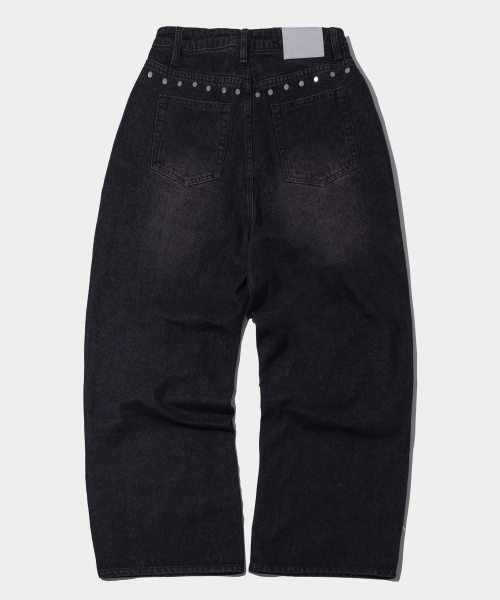 PLACE STUDIO（プレイススタジオ）の「切り替えラインリベットポイントワイドウォッシュドデニムパンツ[中青]（デニムパンツ・レディース・ダークブルー・FREE）」の5枚目の写真