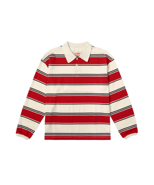 VANONE ATELIER（バノンアトリエ）の「A3509 マルチストライプカラーTシャツ_Red（ポロシャツ・レディース・レッド・FREE）」の2枚目の写真
