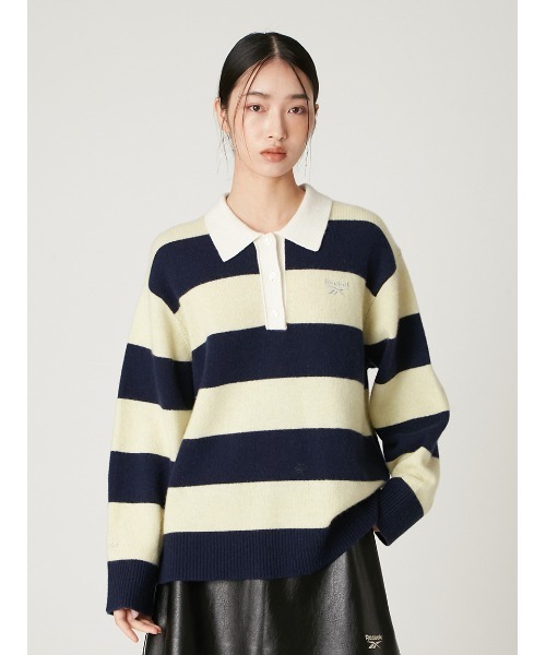 Reebok× FRAY I.D】ラガーカラーポロニットプルオーバー（ニット