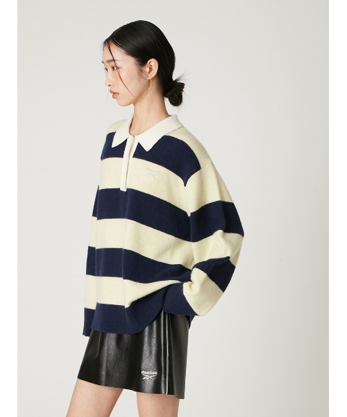 FRAY I.D(フレイアイディー)の「【Reebok× FRAY I.D】ラガーカラーポロニットプルオーバー(ニット/セーター・レディース・オフホワイト/イエロー/ピンク・F)」の8枚目の写真