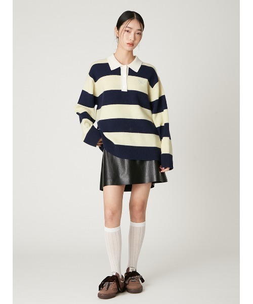 FRAY I.D(フレイアイディー)の「【Reebok× FRAY I.D】ラガーカラーポロニットプルオーバー(ニット/セーター・レディース・オフホワイト/イエロー/ピンク・F)」の9枚目の写真