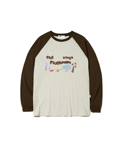 ESCAPEFROM（エスケープフロム）の「マッシュルームビレッジプリントロングスリーブ [3カラー]（Tシャツ/カットソー・レディース・ホワイト/ネイビー/ブラウン・MEDIUM/LARGE/SMALL）」の2枚目の写真