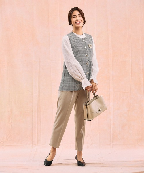 GLOBAL WORK（グローバルワーク）の「ツイードペプラムジレ/591837（その他アウター・レディース・ホワイト系8/ネイビー・MEDIUM/LARGE）」の3枚目の写真