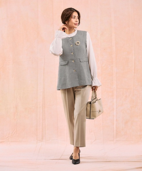 GLOBAL WORK（グローバルワーク）の「ツイードペプラムジレ/591837（その他アウター・レディース・ホワイト系8/ネイビー・MEDIUM/LARGE）」の4枚目の写真