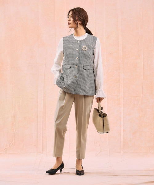 GLOBAL WORK（グローバルワーク）の「ツイードペプラムジレ/591837（その他アウター・レディース・ホワイト系8/ネイビー・MEDIUM/LARGE）」の6枚目の写真