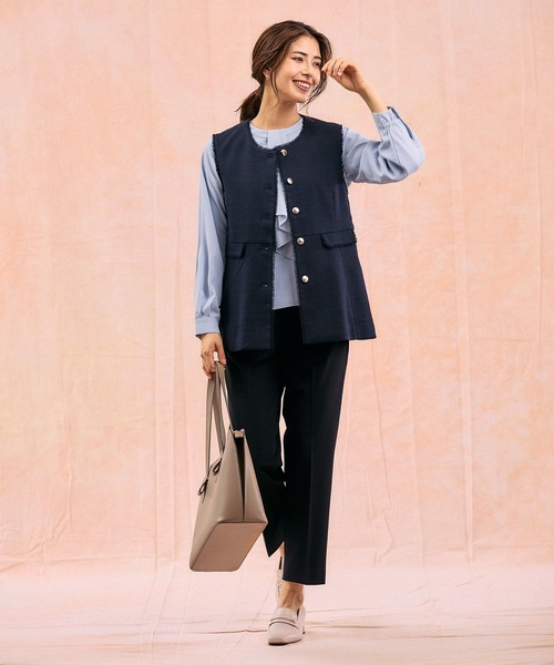 GLOBAL WORK（グローバルワーク）の「ツイードペプラムジレ/591837（その他アウター・レディース・ホワイト系8/ネイビー・MEDIUM/LARGE）」の10枚目の写真