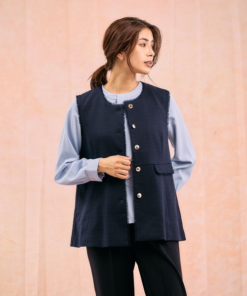 GLOBAL WORK（グローバルワーク）の「ツイードペプラムジレ/591837（その他アウター・レディース・ホワイト系8/ネイビー・MEDIUM/LARGE）」の12枚目の写真