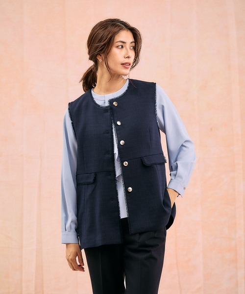 GLOBAL WORK（グローバルワーク）の「ツイードペプラムジレ/591837（その他アウター・レディース・ホワイト系8/ネイビー・MEDIUM/LARGE）」の13枚目の写真