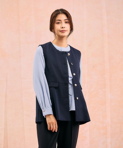 GLOBAL WORK（グローバルワーク）の「ツイードペプラムジレ/591837（その他アウター・レディース・ホワイト系8/ネイビー・MEDIUM/LARGE）」の14枚目の写真