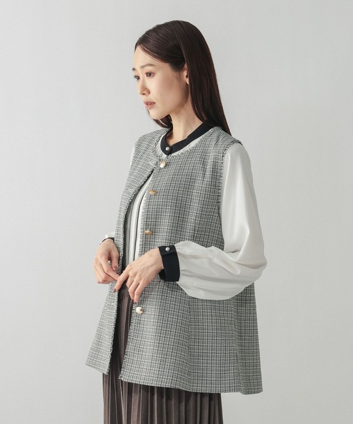 GLOBAL WORK（グローバルワーク）の「ツイードペプラムジレ/591837（その他アウター・レディース・ホワイト系8/ネイビー・MEDIUM/LARGE）」の17枚目の写真