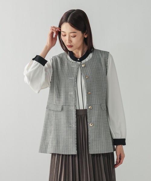 GLOBAL WORK（グローバルワーク）の「ツイードペプラムジレ/591837（その他アウター・レディース・ホワイト系8/ネイビー・MEDIUM/LARGE）」の18枚目の写真