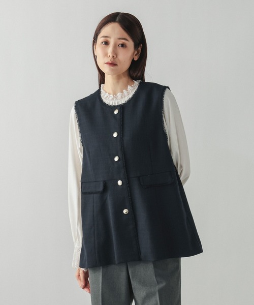 GLOBAL WORK（グローバルワーク）の「ツイードペプラムジレ/591837（その他アウター・レディース・ホワイト系8/ネイビー・MEDIUM/LARGE）」の21枚目の写真