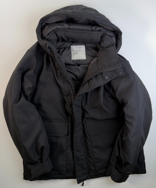 T-MAC GOLF メンズ フード付ダウン T-MAC グラフェン中綿パーカー 撥水加工/ロゴ刺繍/フード脱着/中綿
