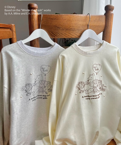 Disney(ディズニー)の「【Disney】くまのプーさん/プリントロンT(Tシャツ/カットソー・レディース・ライトグレー/オフホワイト・FREE)」の3枚目の写真