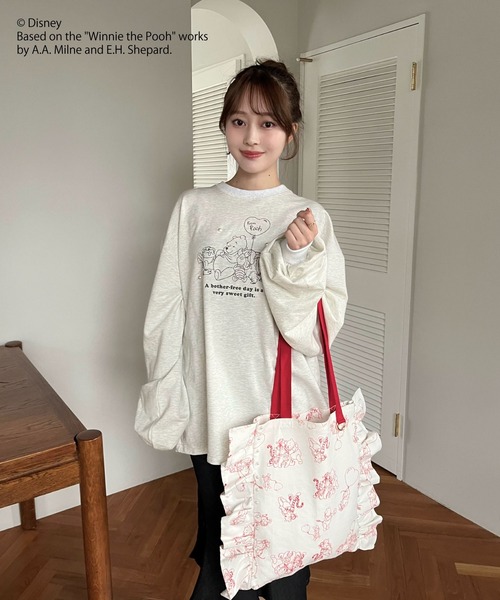 Disney(ディズニー)の「【Disney】くまのプーさん/プリントロンT(Tシャツ/カットソー・レディース・ライトグレー/オフホワイト・FREE)」の6枚目の写真