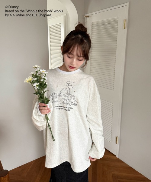 Disney(ディズニー)の「【Disney】くまのプーさん/プリントロンT(Tシャツ/カットソー・レディース・ライトグレー/オフホワイト・FREE)」の10枚目の写真